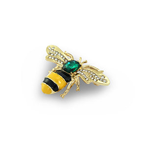 BROCHE ABEILLE DORÉE-JAUNE-NOIR-VERT